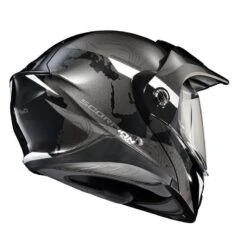 Scorpion EXO-AT960 Modular Helmet Topographic -ATOMIC MOTO SALE Scorpion Exo AT960 Topographic Modular black white rear right